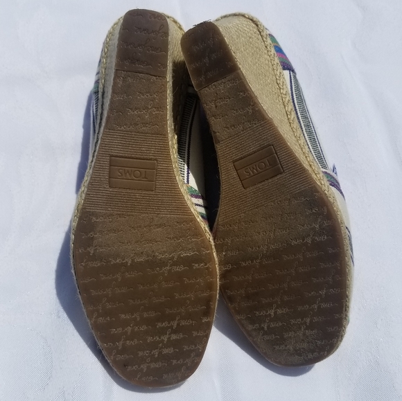 Toms Striped Espadrille Wedges - Picture 6 of 7
